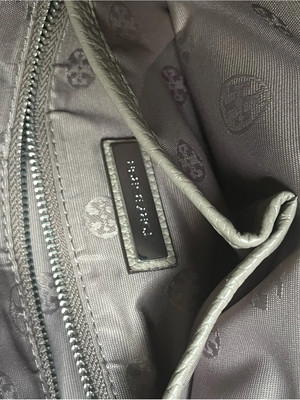 Tory Burch Pebbled Leather Tote in Gray with Tassel